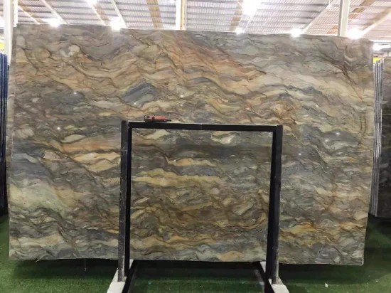 Pedra de mármore de seda dourada amarela polida do Brasil para decoração de parede interior