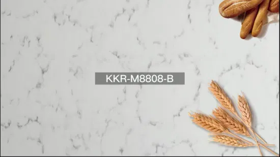 China Fábrica Kkr Preço de atacado 12mm Pedra artificial falsa Carrara Painéis de parede de mármore branco Laje de superfície sólida para topo de cozinha
